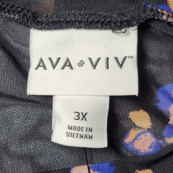 Avaā&āVivĀ BlackāFloralāLongāSleeveāMeshāTopāSzā3X - Picture 4 of 7